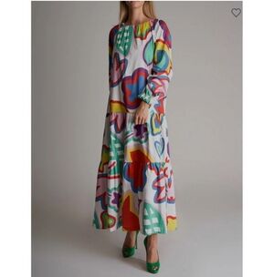 MIRA MIKATI Floral Flared Maxi Dress In Multicolour Eu Size 36